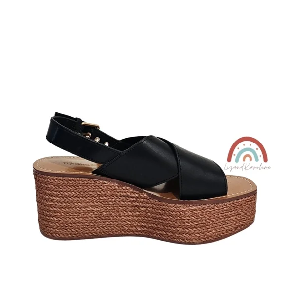 New! Madewell The Amee Wedge Sandal Leather Jute Platform Chunky Heel - Picture 6 of 14